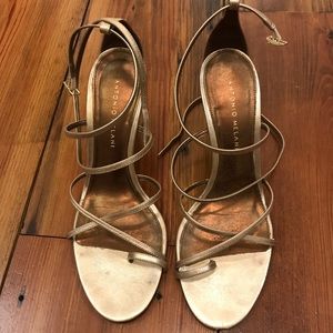 Antonio Melani gold strappy wedge
